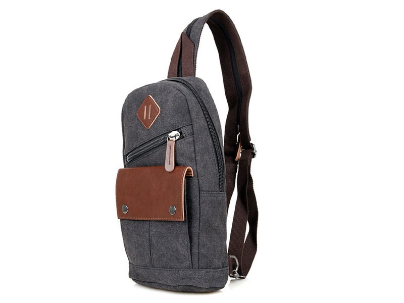 Batam Men's Canvas Convertable Backpack & Chest Sling Stone Grey