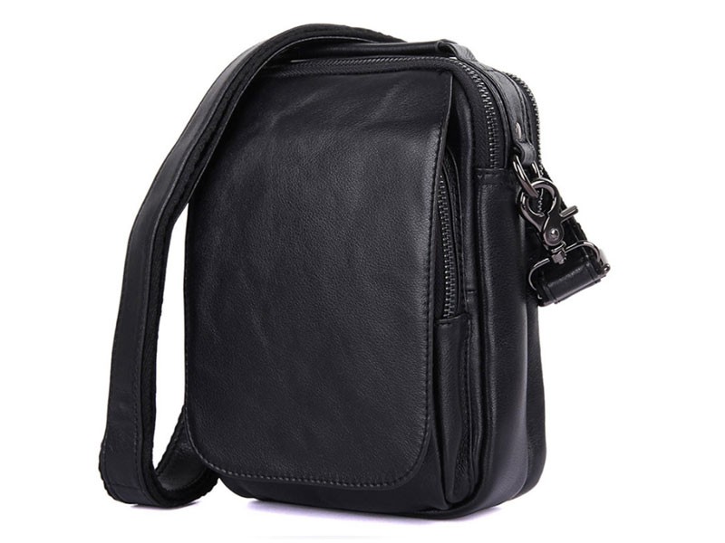 Ensenada 2 Compact Leather Crossbody Satchel Black