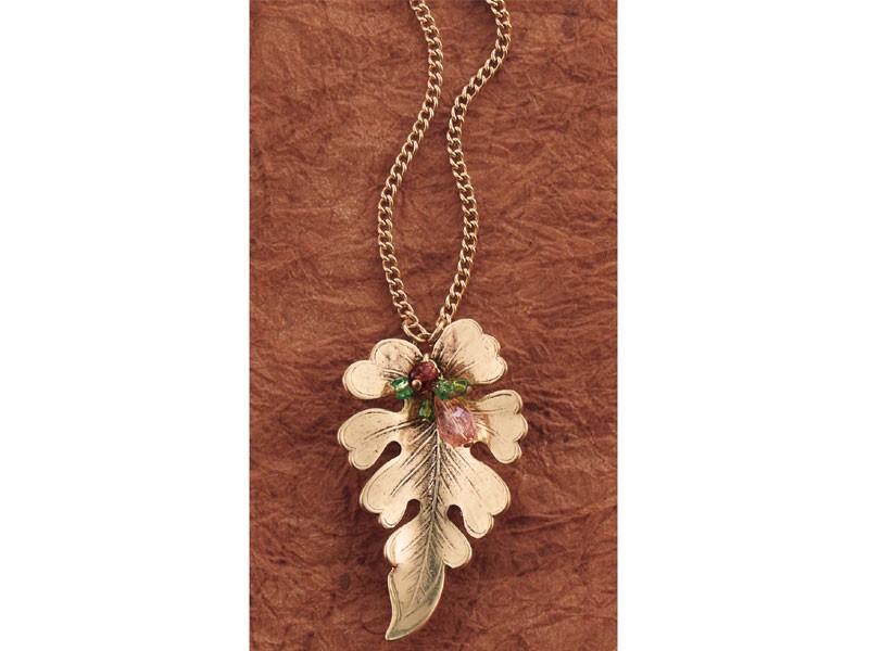 Crystal-Accent Leaf Necklace For Women