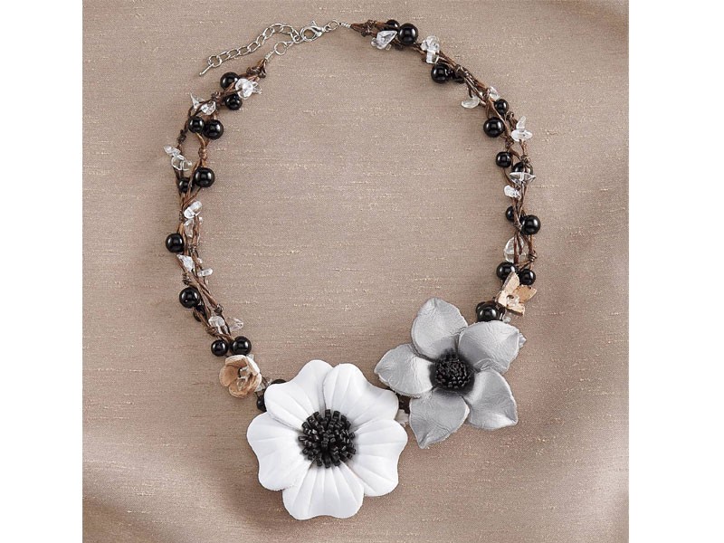 Handcrafted Leather Floral Necklace For Women