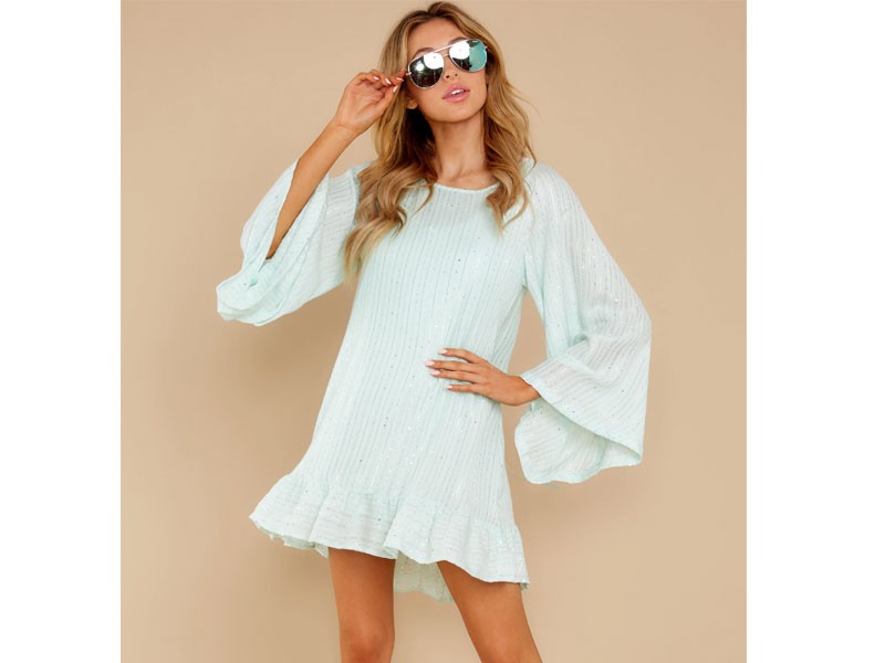 Indiana Mint Pom Pom Swim Cover Up Dress For Women