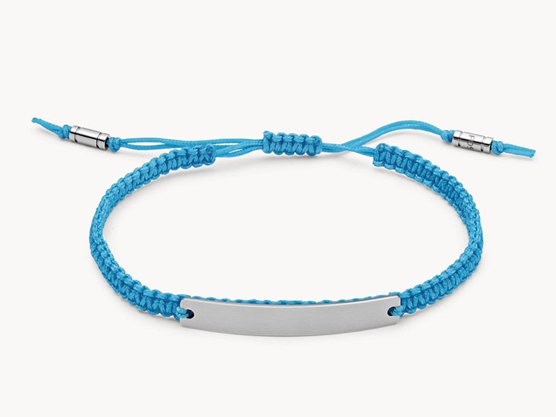 Neon Lights Blue Fabric ID Bracelet For Men