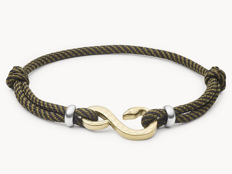 Men's Serpent Gold-Tone Stainless Steel Station Bracelet