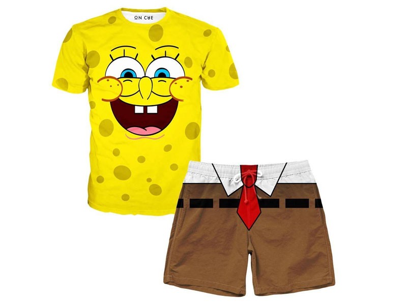 Spongebob T-Shirt And Shorts Rave Outfit For Men