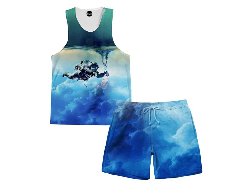 Astronaut Force Tank and Shorts Rave Outfit For Men