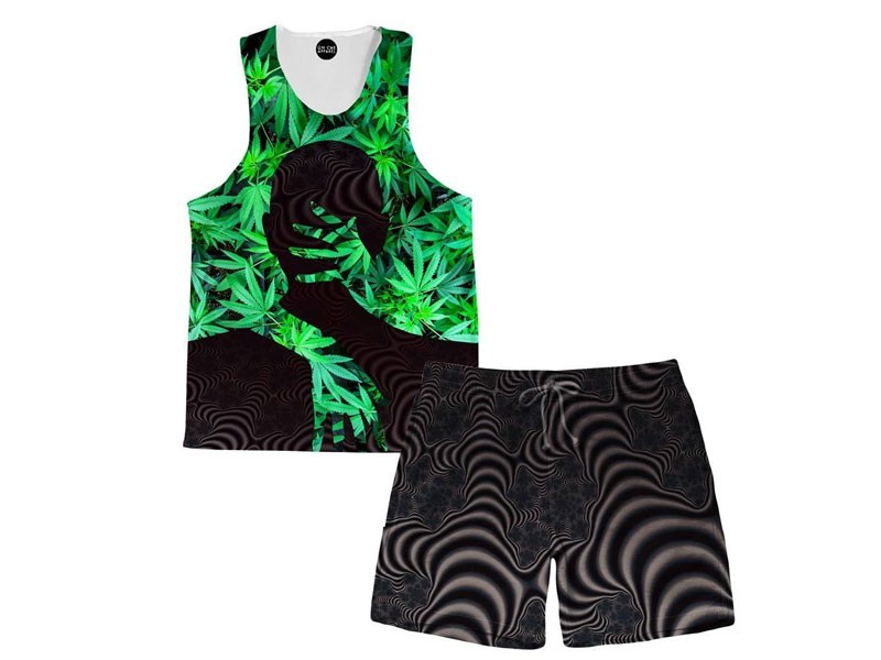 Marijuana Love Tank and Shorts Rave Outfit For Men