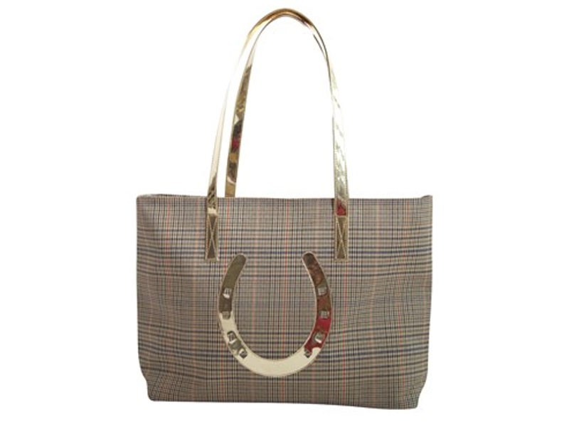 Women's Tattersall Amy Tote with Shiny Gold Horse shoe
