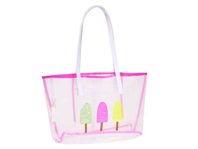White Mesh Amy Tote with Pink Clear Popsicles For Women