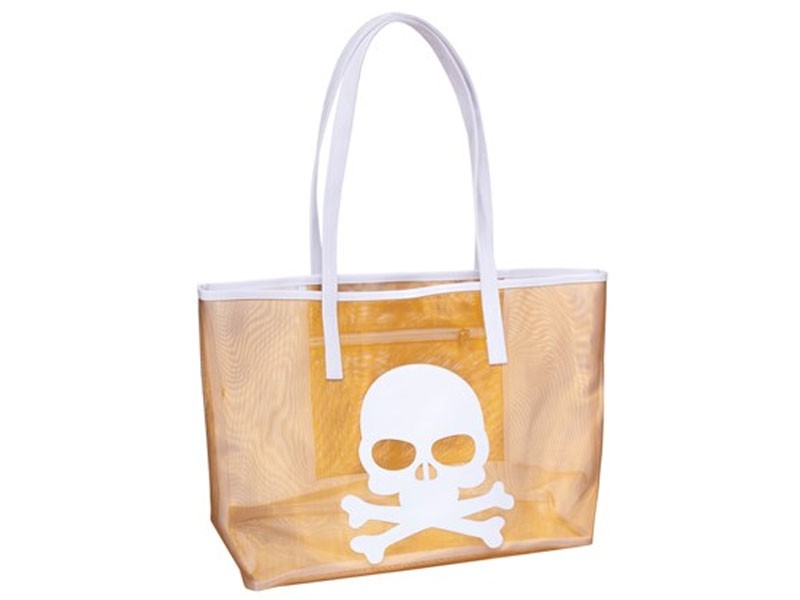 Gold Mesh Amy Tote with White Skull For Women