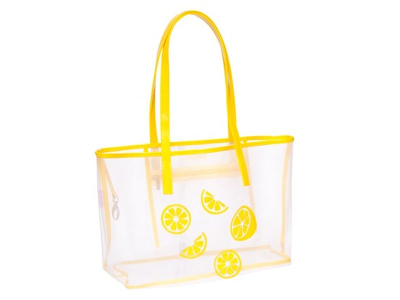 White Mesh Amy Tote with Yellow Lemons For Women