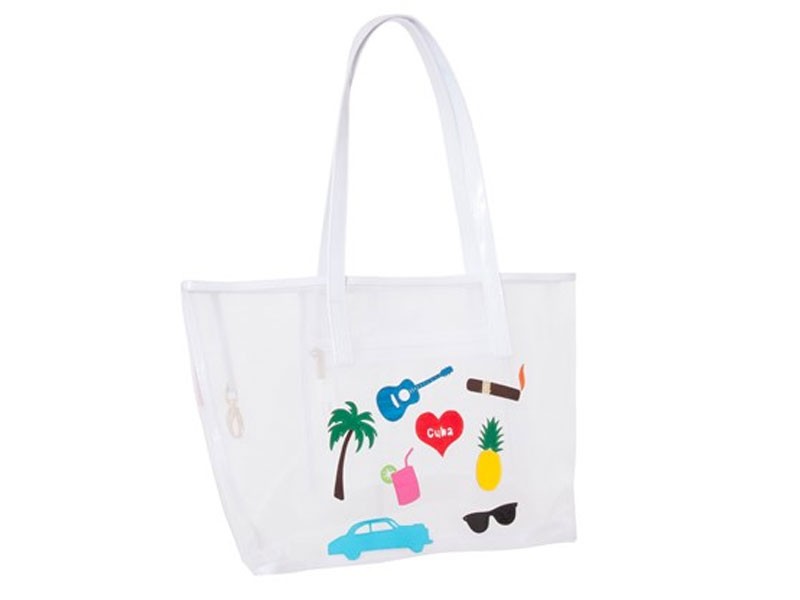 White Mesh Amy Tote with Multicolor Cuba Collage For Women
