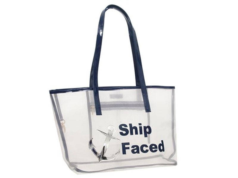 White Mesh Amy Tote with Navy Ship Faced For Women