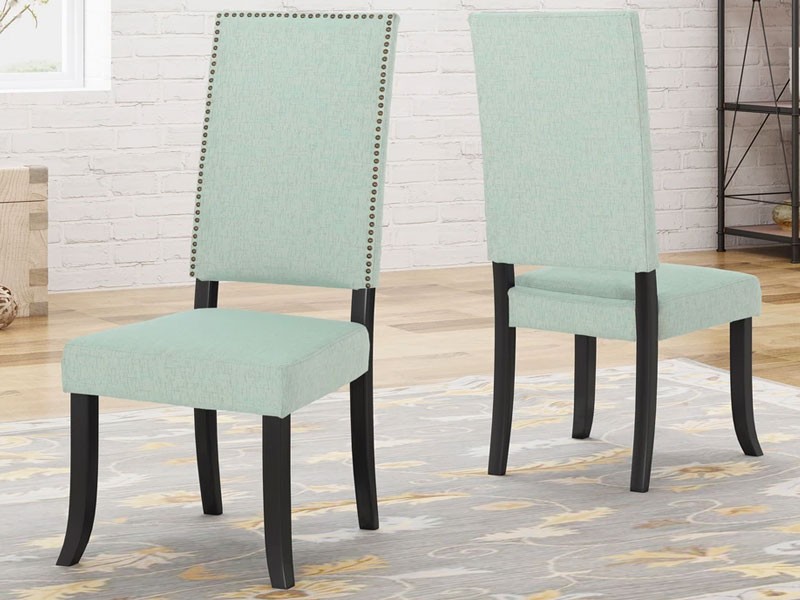 Elizabeth Velvet Dining Chairs Glam High Back Nailhead Accents