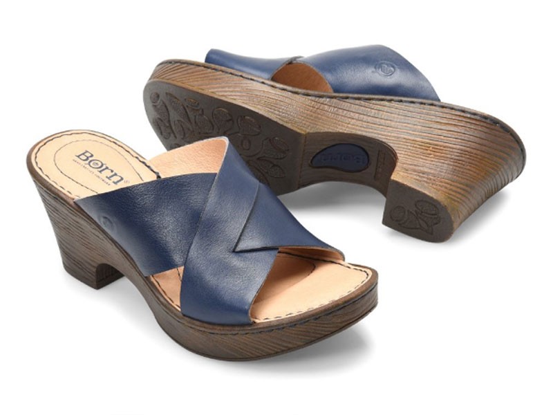 Born Coney In Navy Heel Sandals For Women