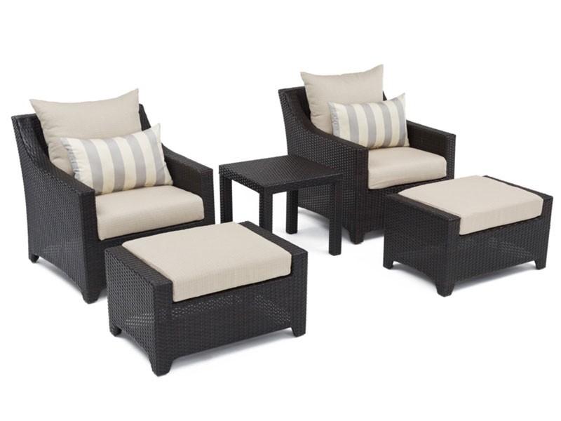 Deco 5 Piece Club Chair and Ottoman Set Slate Gray