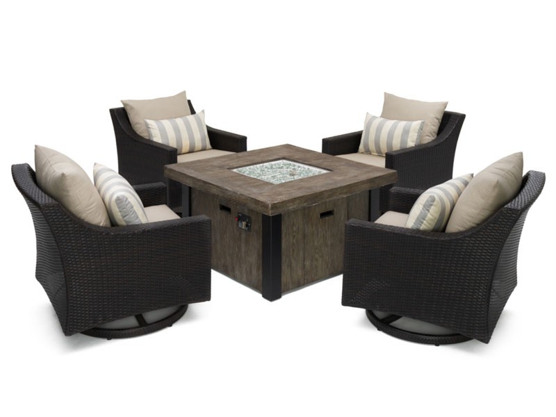 Deco 5 Piece Motion Fire Chat Set in Slate Gray