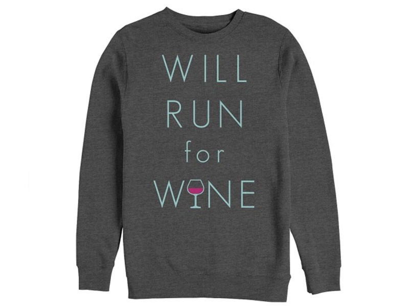 Men's Will Run For Wine Glass Sweatshirt