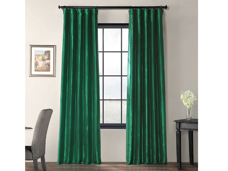 Emerald Green Blackout Faux Silk Taffeta Curtain