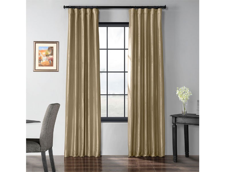 Tuscan Tan Blackout Faux Silk Taffeta Curtain