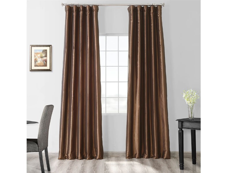 Mushroom Blackout Faux Silk Taffeta Curtain