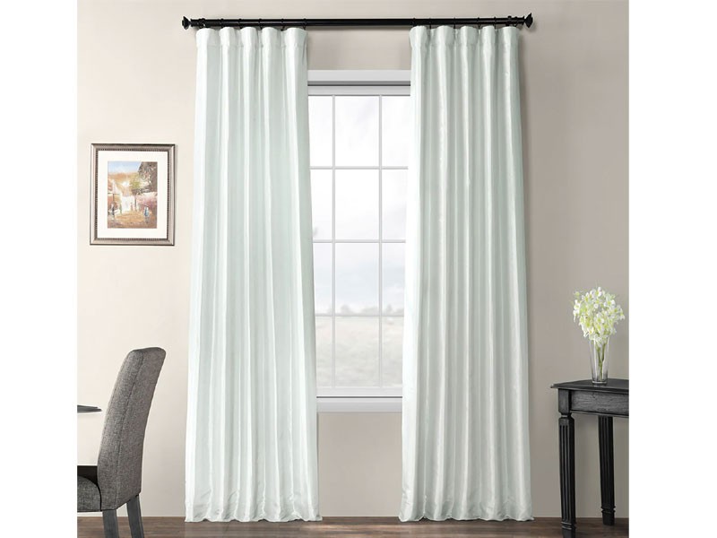 Pearl Grey Blackout Faux Silk Taffeta Curtain