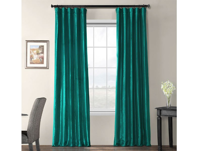 Largo Teal Blackout Faux Silk Taffeta Curtain