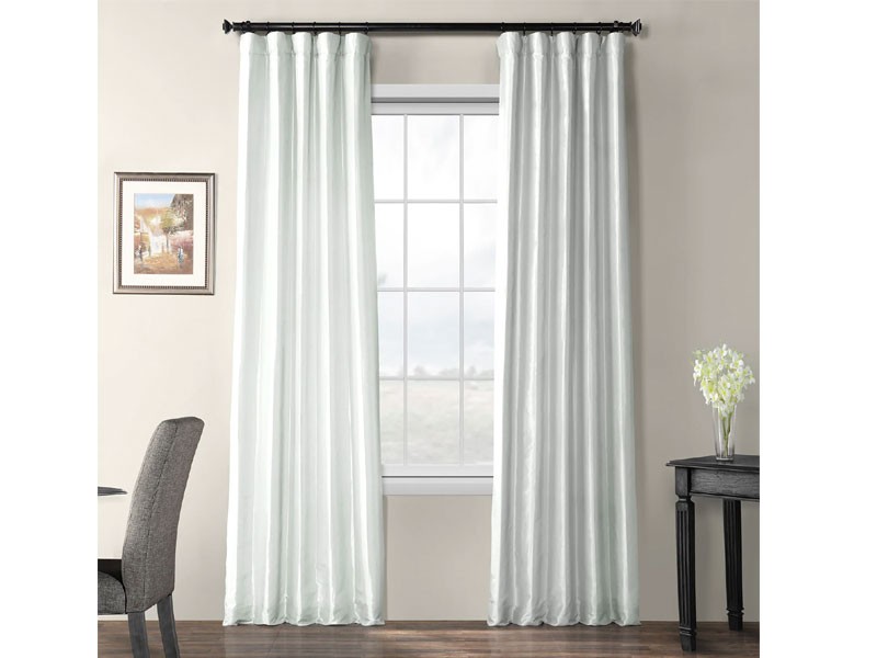 Feather Grey Blackout Faux Silk Taffeta Curtain