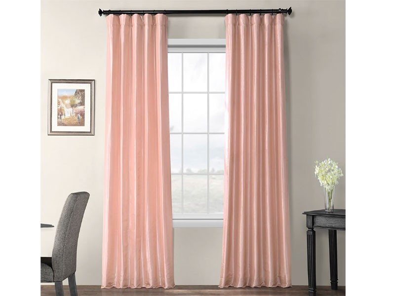 Salmon Rose Blackout Faux Silk Taffeta Curtain