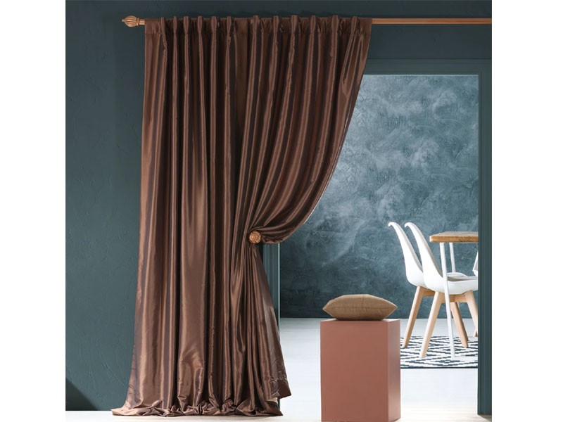 Rum Raisin Blackout Faux Silk Taffeta Curtain