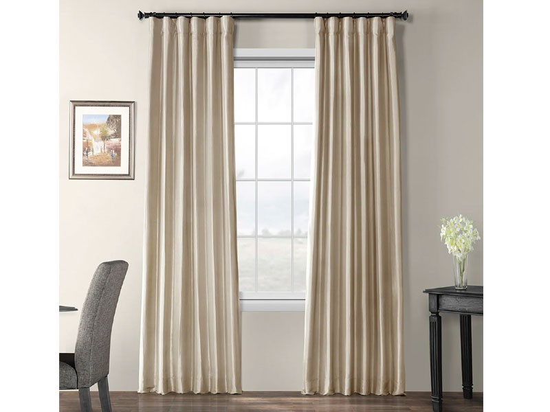 Antique Beige Blackout Faux Silk Taffeta Curtain