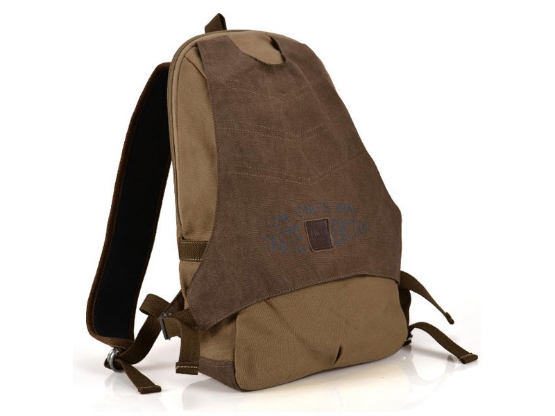 Muze Columbia Street Men's Sporty Canvas Daypack Coffee Brown