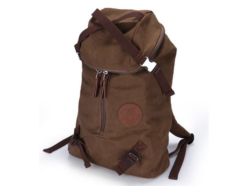 Muze Fieldstone Drive Men's Sporty Canvas Daypack Coffee Brown