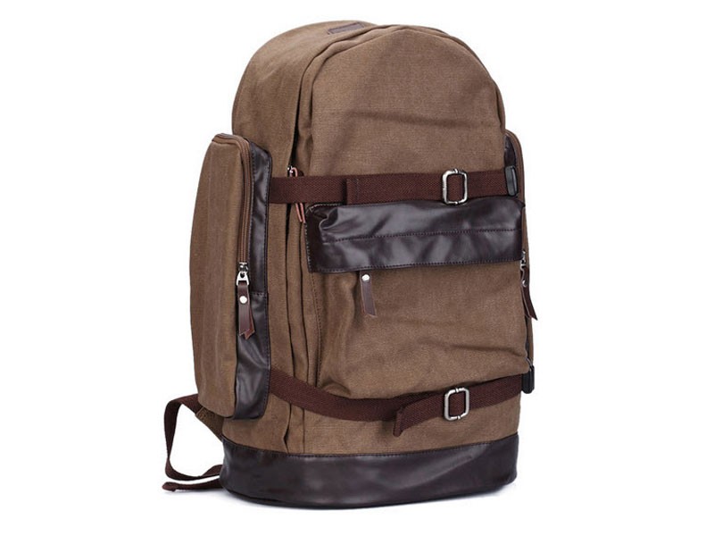 Muze Myrtle Avenue Men's Canvas Backpack Coffee Brown