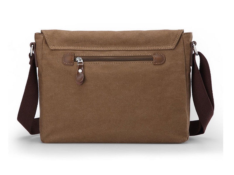 Muzee Goldenwest Men's Canvas Messenger Crossbody Bag Coffee Brown