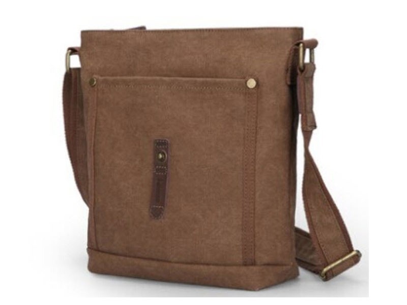 Muzee Hillside Avenue Men's Canvas Messenger Bag Coffee Brown