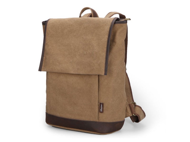 Muzee Stanley Way Classic Men's Canvas Bookbag Backpack Coffee Brown