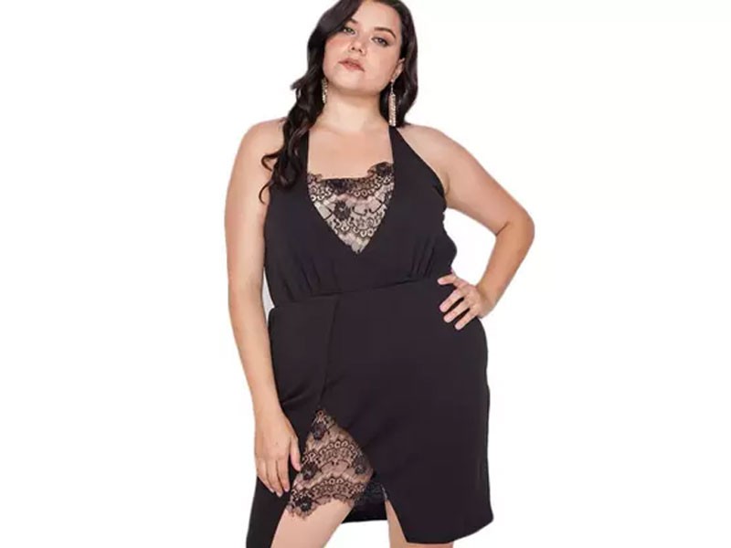Black Plus Size Bodycon Mini Dress For Women
