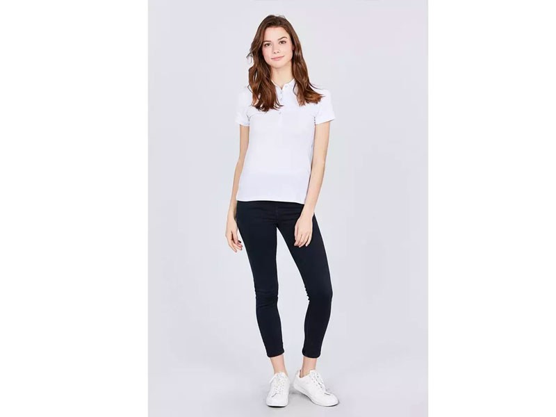 Classic Jersey Spandex Polo Top For Women
