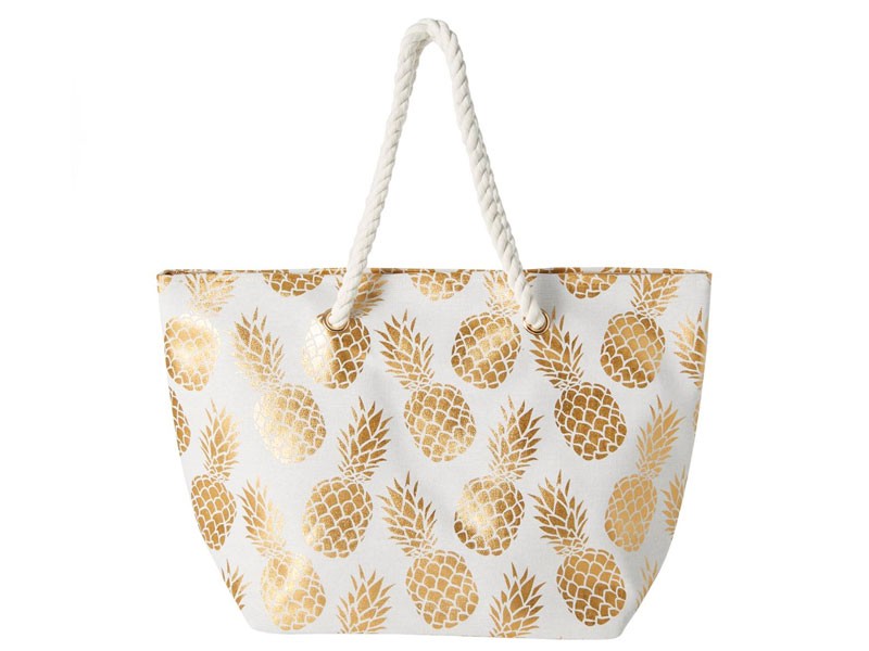 Magid Pineapple Print Canvas Beach Tote For Women