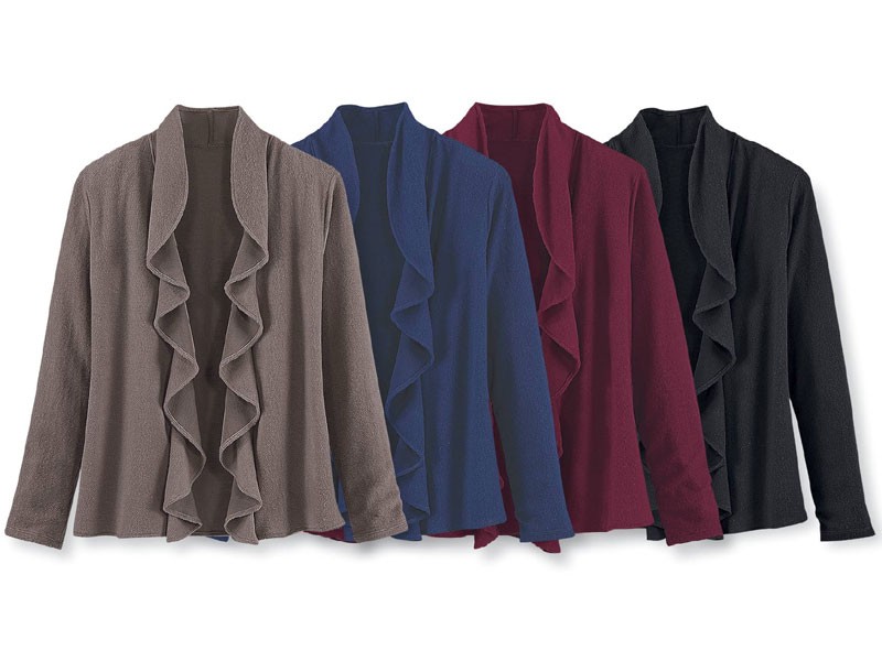 Ruffle Open-Front Cardigan For Women