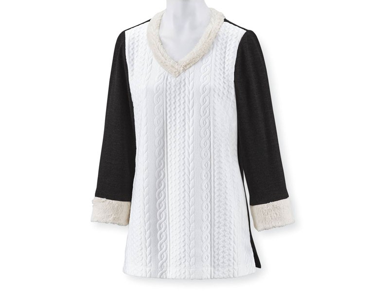 Faux-Fur Trimmed Sweater Tunic For Women