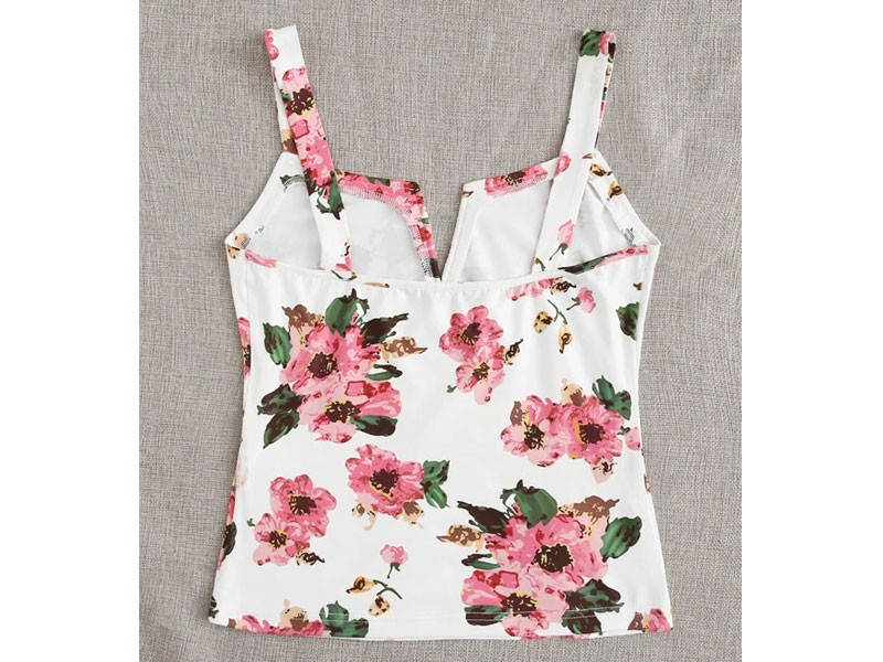 Shein Notched Neck Floral Print Cami Top For Women