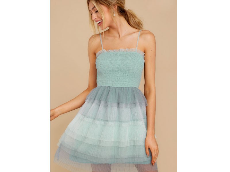 Let's Dance Dusty Blue Multi Dress For Women