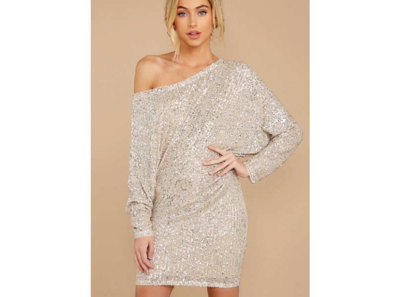 Maybe It Was Magic Champagne Sequin Dress For Women