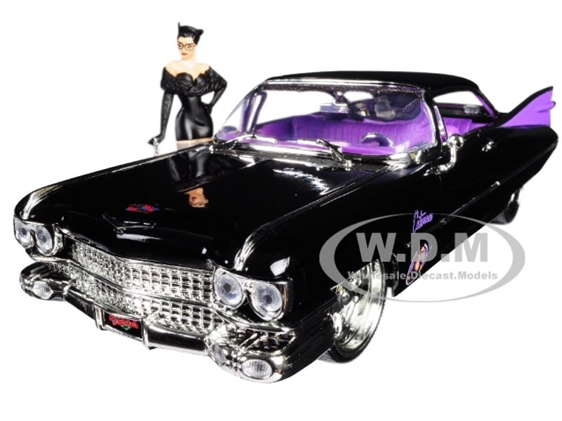 1959 Cadillac Coupe DeVille Black with Catwoman Model Car