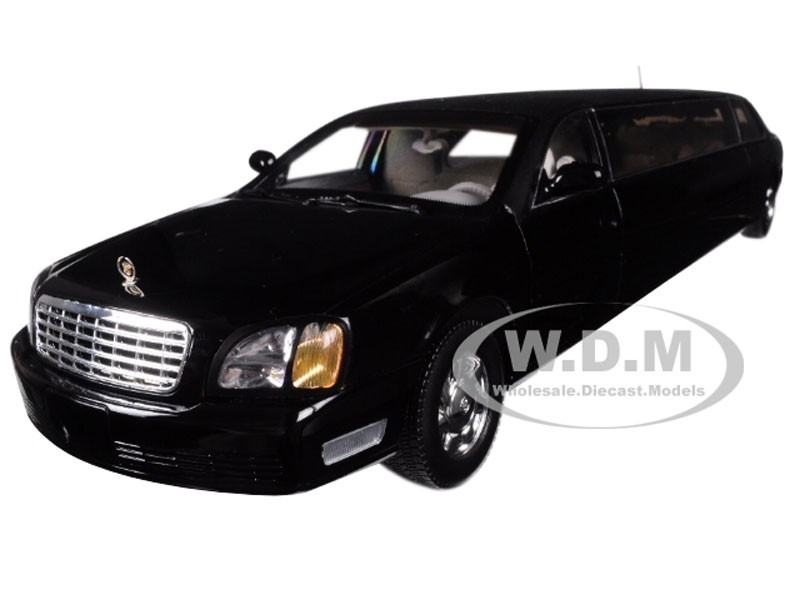 2004 Cadillac DeVille Limousine Black 1/18 Diecast Model Car By Sunstar