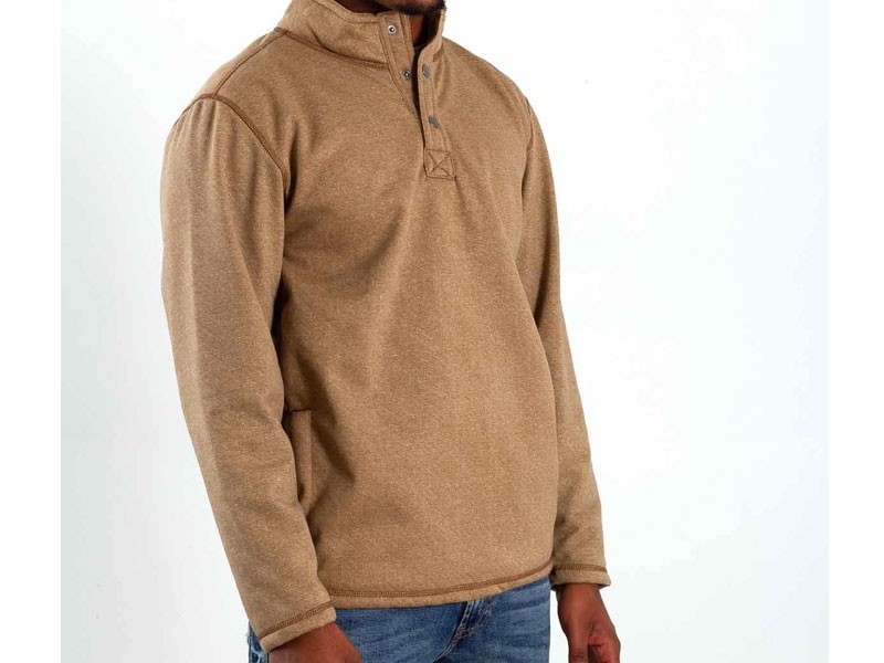  Navy Yard Sherpa Lined Quarter Snap Pullover for Men in Brown