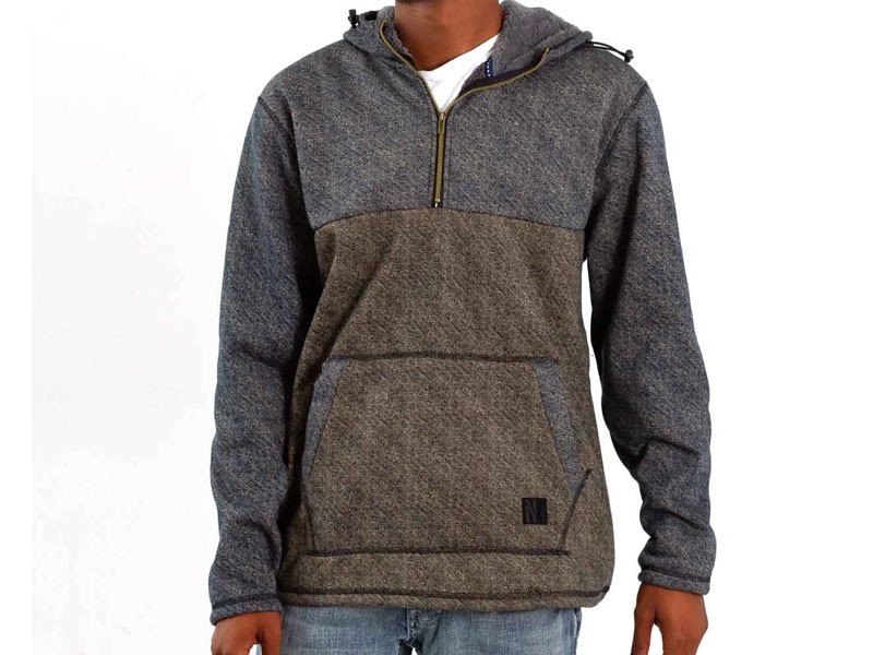 Navy Yard Color Block Sherpa Lined Anorak Pullover for Men