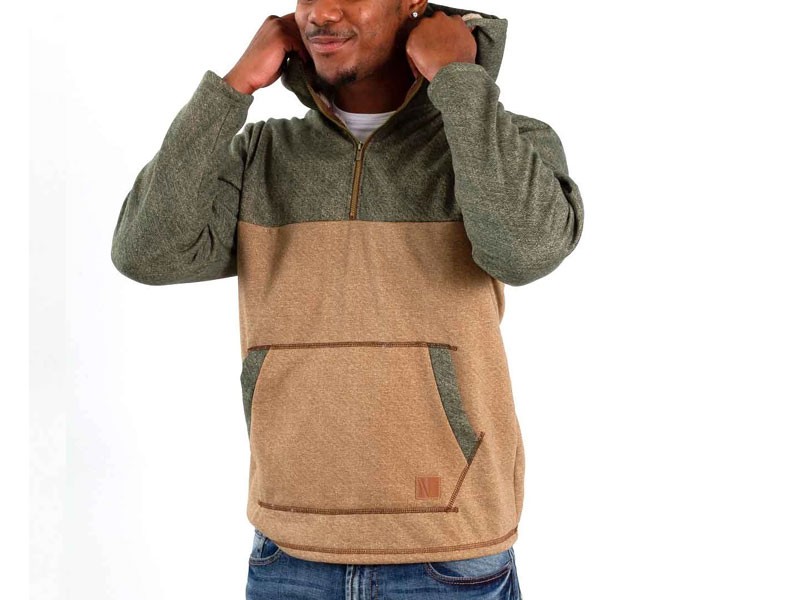 Navy Yard Color Block Sherpa Lined Anorak Pullover for Men