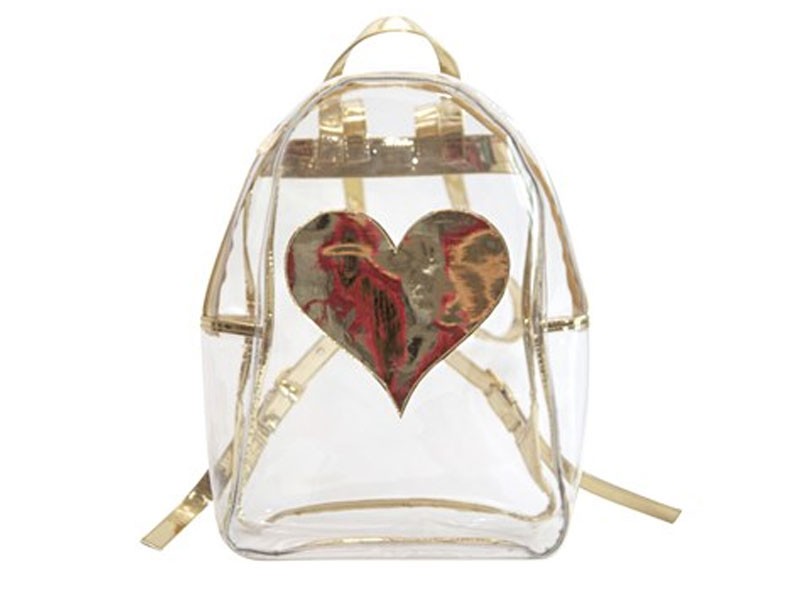 Clear Leila Backpack with Shiny Gold Heart
